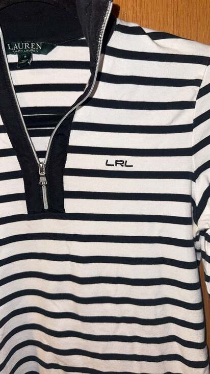 Lauren Ralph Lauren Active Women's Black & White Striped 1/4 Zip Small - Picture 5 of 5